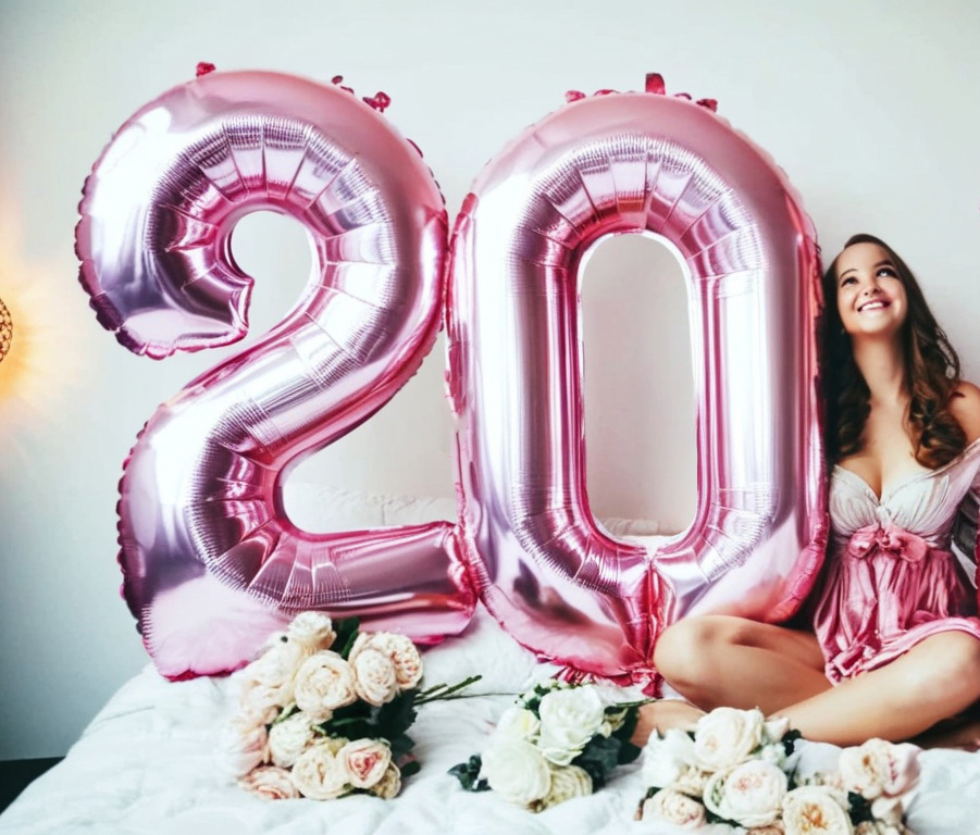 Цифры из фольги 20 надутые гелием